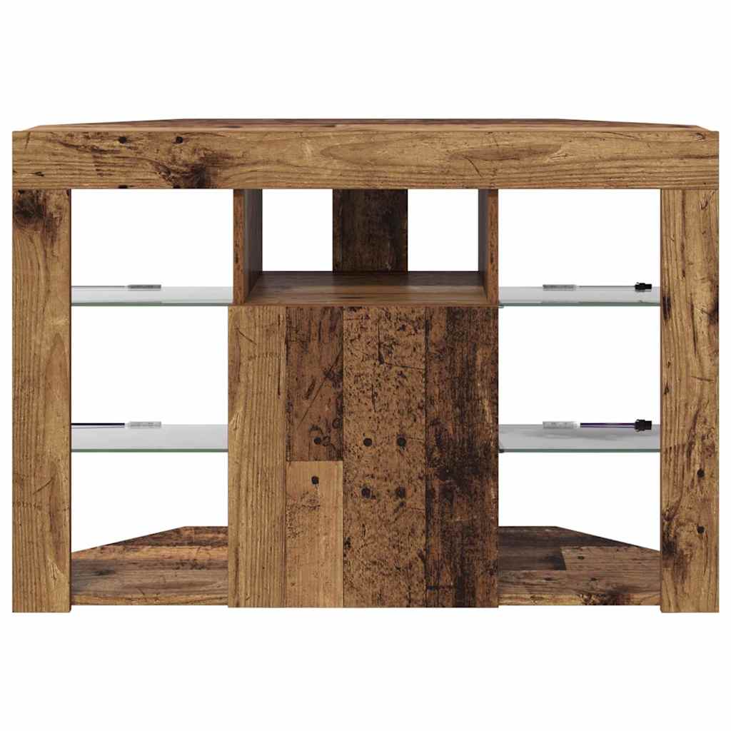 vidaXL Kątowa szafka LED pod telewizor 100x40x68cm Stare drewno