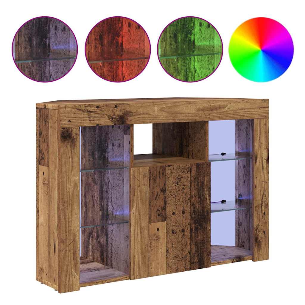 vidaXL Kątowa szafka LED pod telewizor 100x40x68cm Stare drewno
