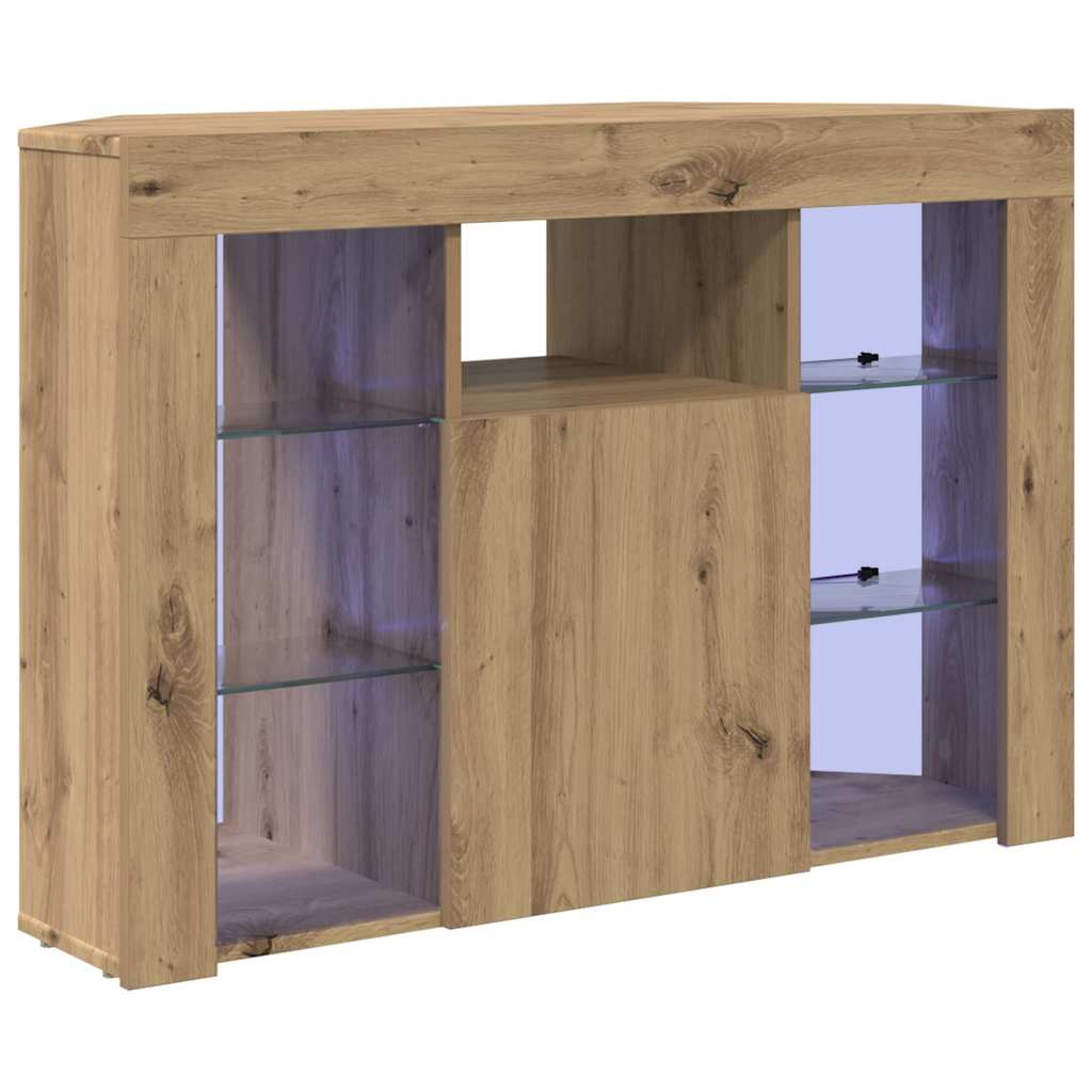 vidaXL Kątowa szafka LED pod telewizor 100x40x68cm Dąb rzemieślniczy