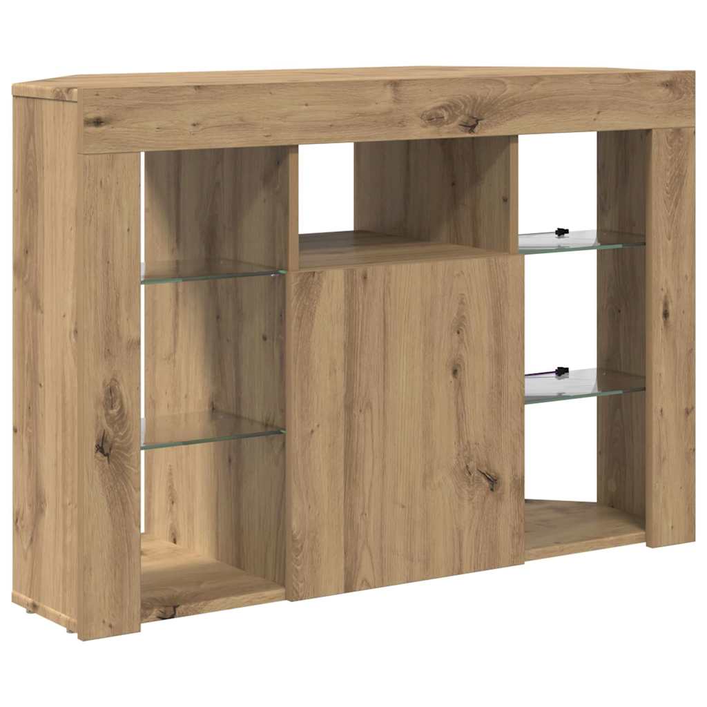 vidaXL Kątowa szafka LED pod telewizor 100x40x68cm Dąb rzemieślniczy
