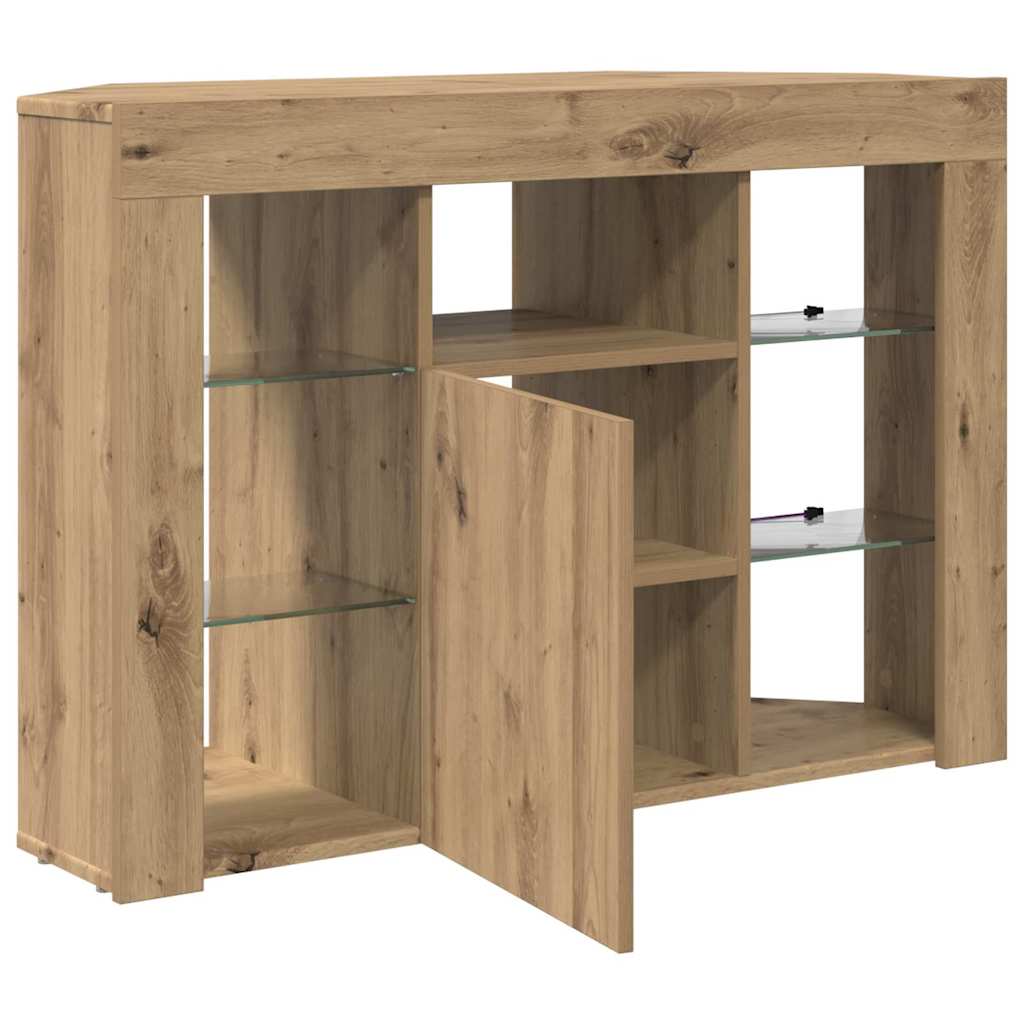 vidaXL Kątowa szafka LED pod telewizor 100x40x68cm Dąb rzemieślniczy