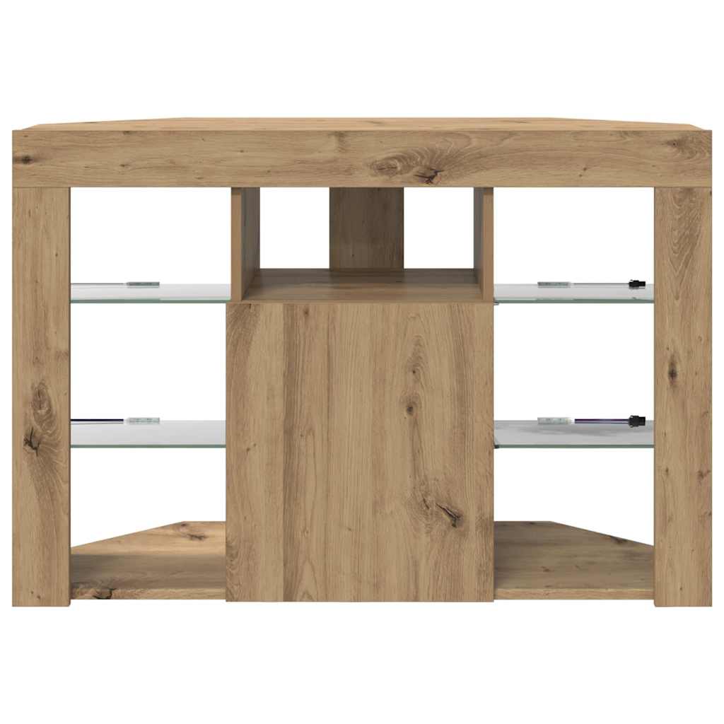 vidaXL Kątowa szafka LED pod telewizor 100x40x68cm Dąb rzemieślniczy