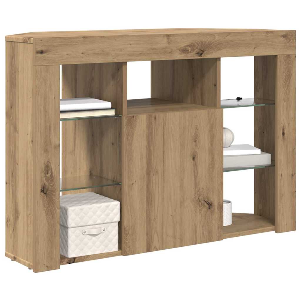 vidaXL Kątowa szafka LED pod telewizor 100x40x68cm Dąb rzemieślniczy