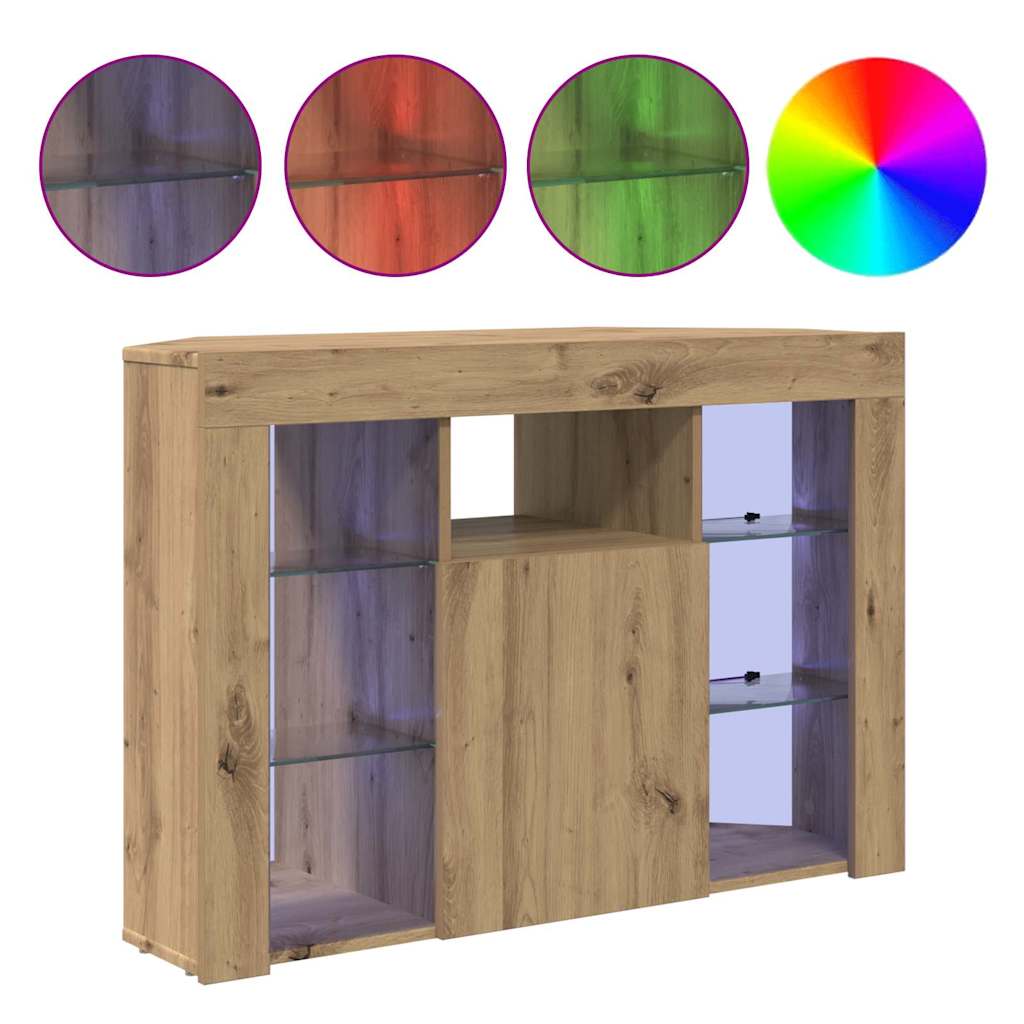 vidaXL Kątowa szafka LED pod telewizor 100x40x68cm Dąb rzemieślniczy