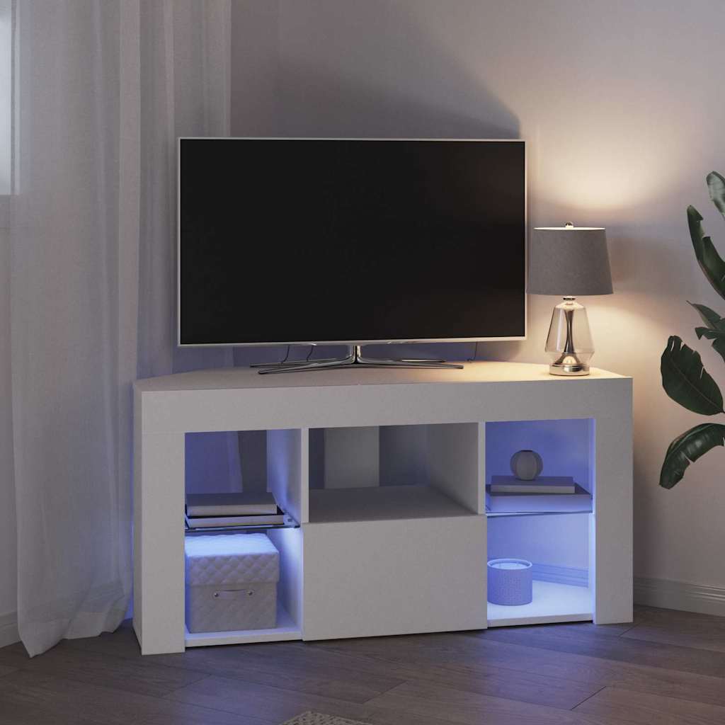 vidaXL Kątowa szafka LED pod telewizor Biały 100 x 40 x 50 cm