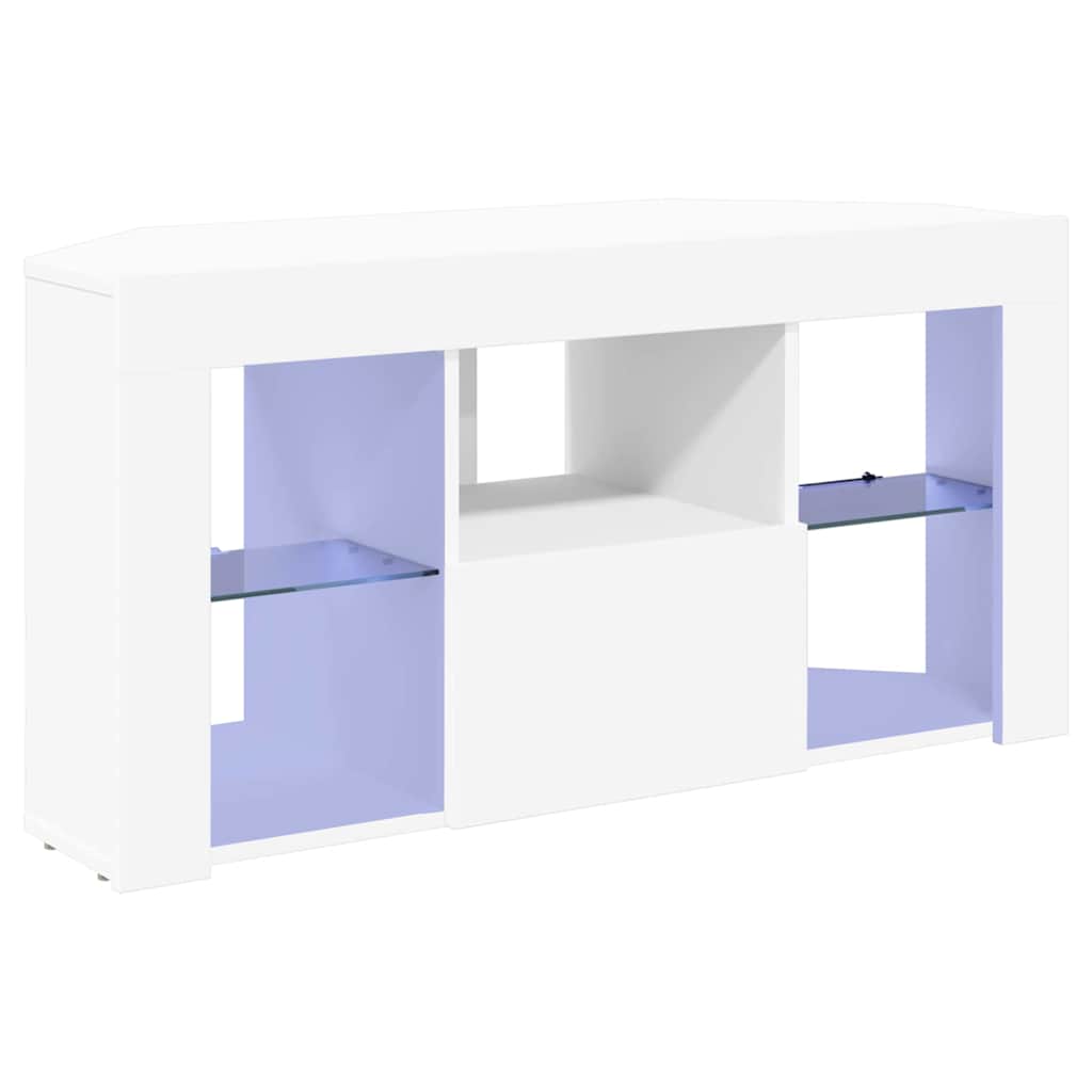 vidaXL Kątowa szafka LED pod telewizor Biały 100 x 40 x 50 cm