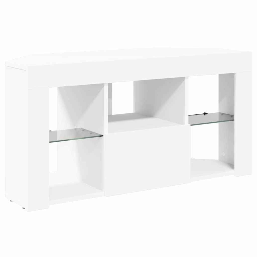 vidaXL Kątowa szafka LED pod telewizor 100 x 40 x 50 cm Biały