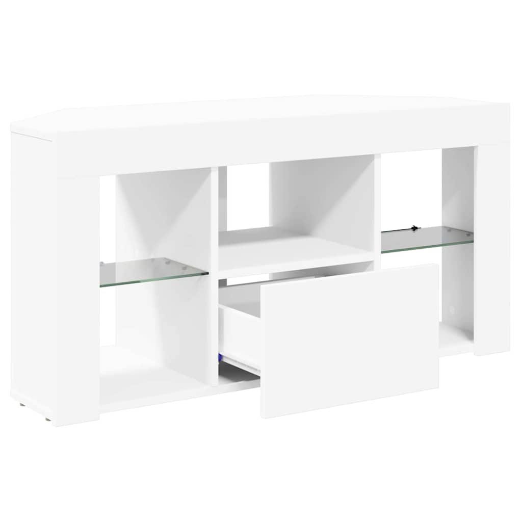 vidaXL Kątowa szafka LED pod telewizor Biały 100 x 40 x 50 cm