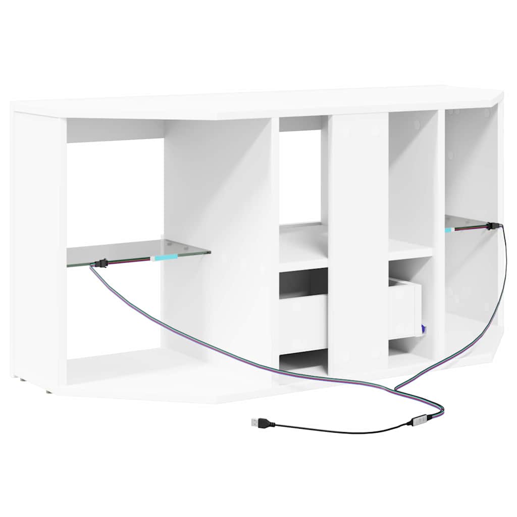 vidaXL Kątowa szafka LED pod telewizor Biały 100 x 40 x 50 cm