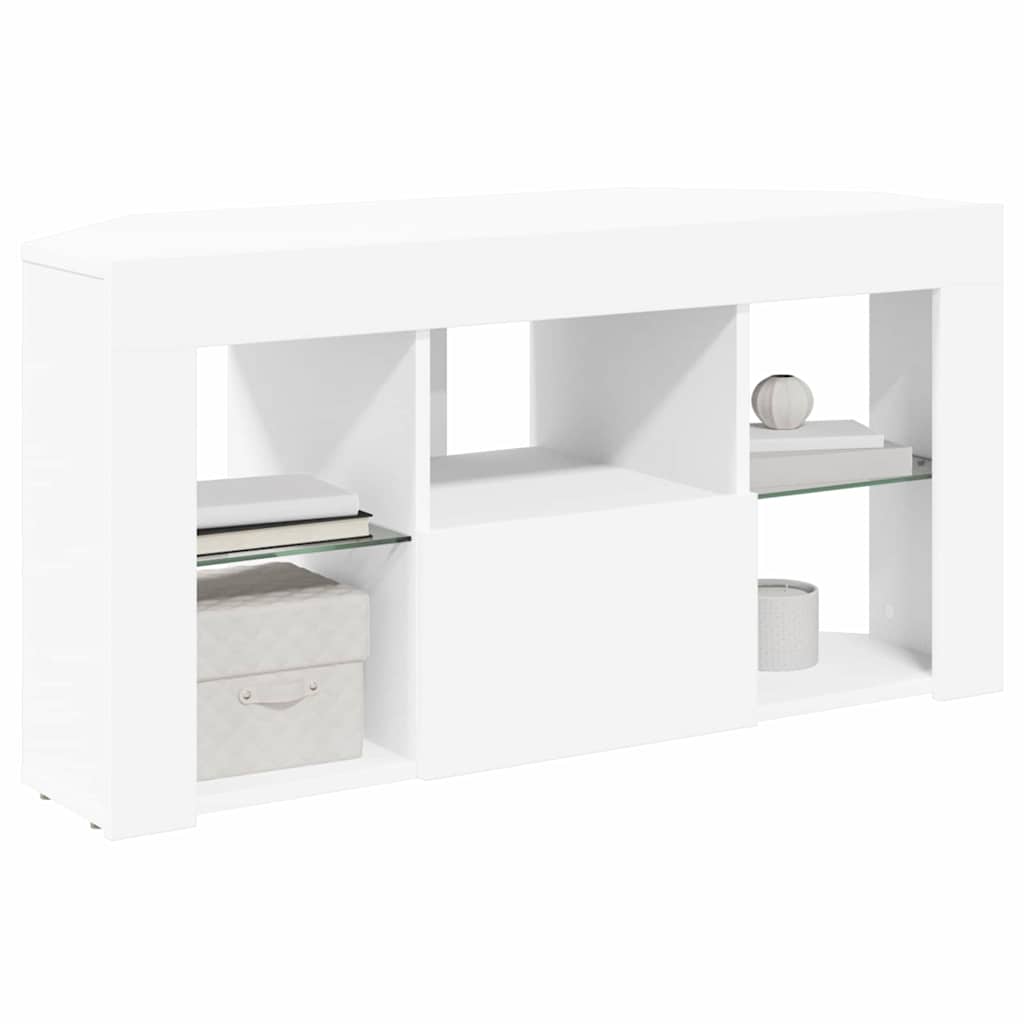 vidaXL Kątowa szafka LED pod telewizor Biały 100 x 40 x 50 cm