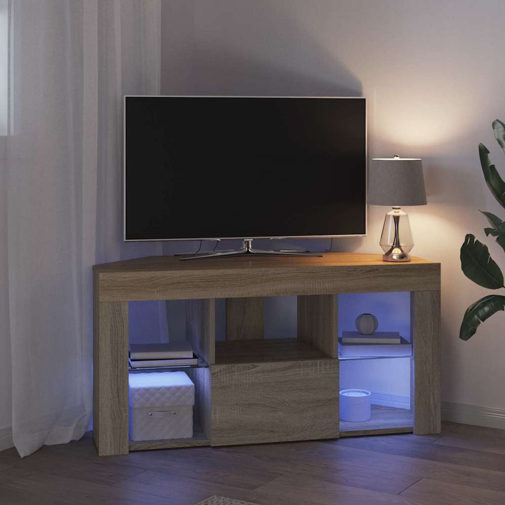 vidaXL Kątowa szafka LED pod telewizor Dąb Sonoma 100 x 40 x 50 cm