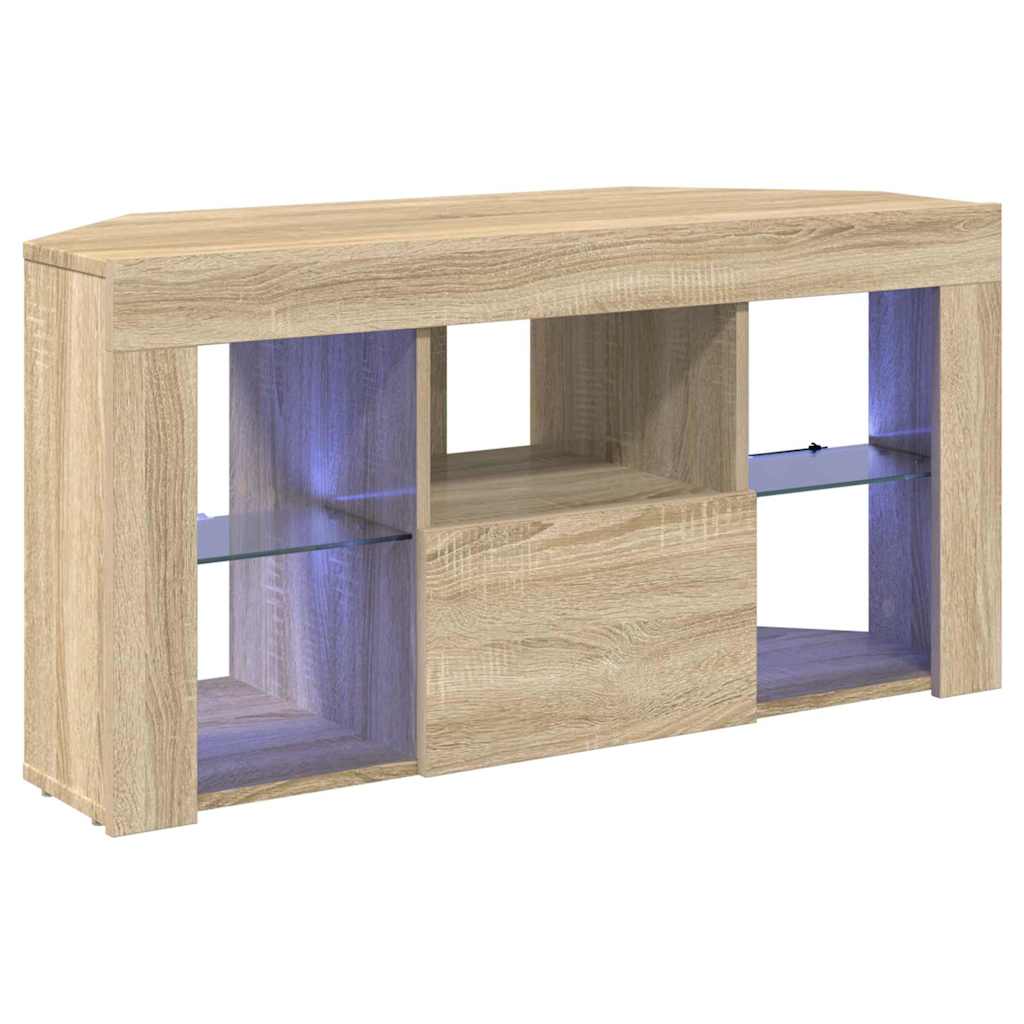 vidaXL Kątowa szafka LED pod telewizor Dąb Sonoma 100 x 40 x 50 cm