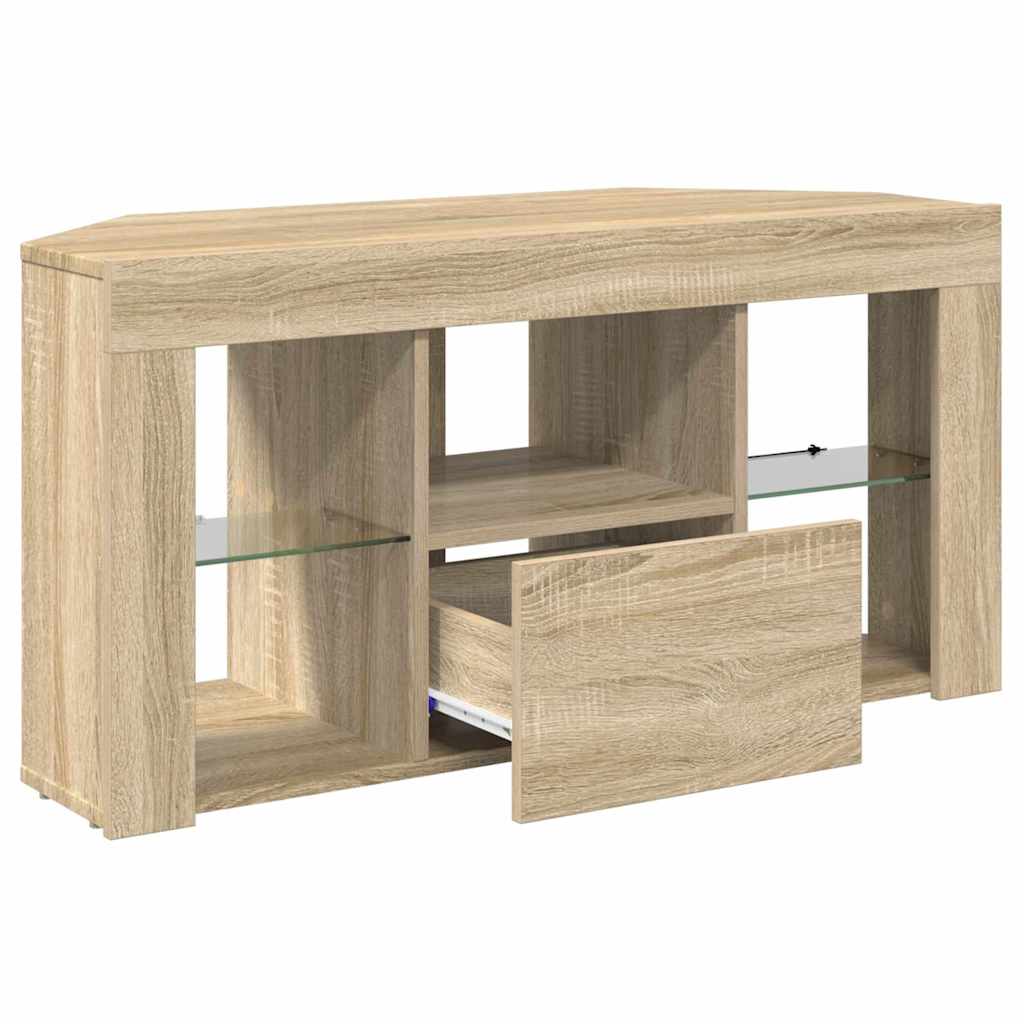 vidaXL Kątowa szafka LED pod telewizor Dąb Sonoma 100 x 40 x 50 cm