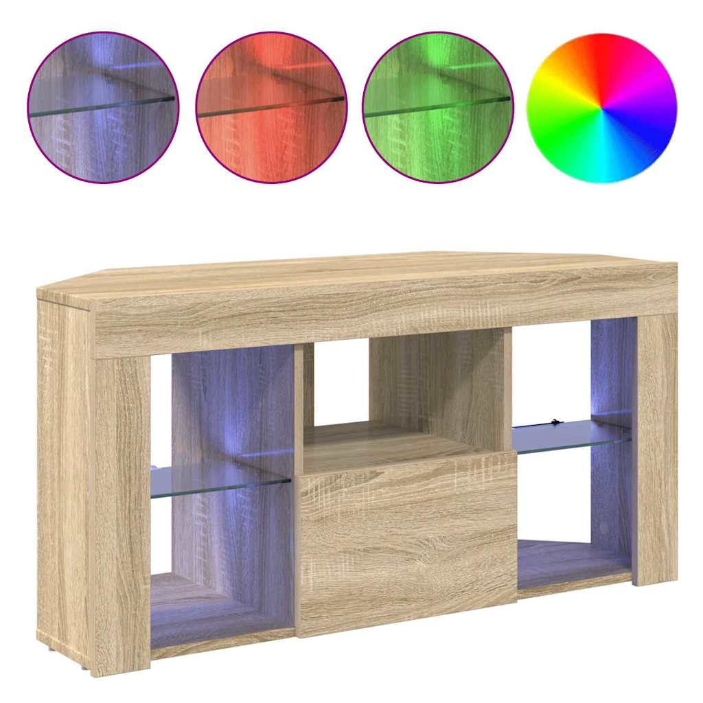 vidaXL Kątowa szafka LED pod telewizor Dąb Sonoma 100 x 40 x 50 cm