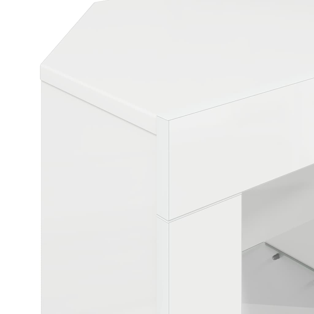 vidaXL Kątowa szafka LED pod telewizor Błyszcząca biel
