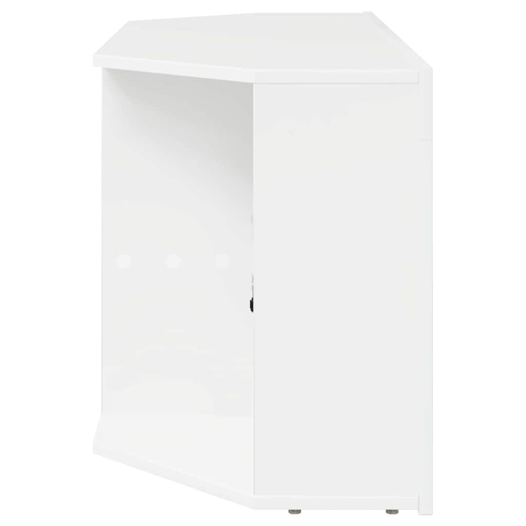 vidaXL Kątowa szafka LED pod telewizor Błyszcząca biel