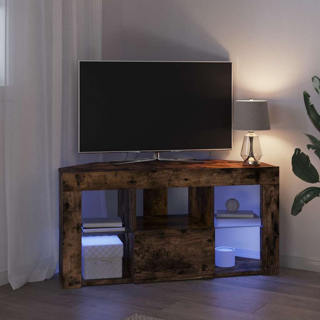 vidaXL Kątowa szafka LED pod telewizor 100 x 40 x 50 cm Dąb wędzony