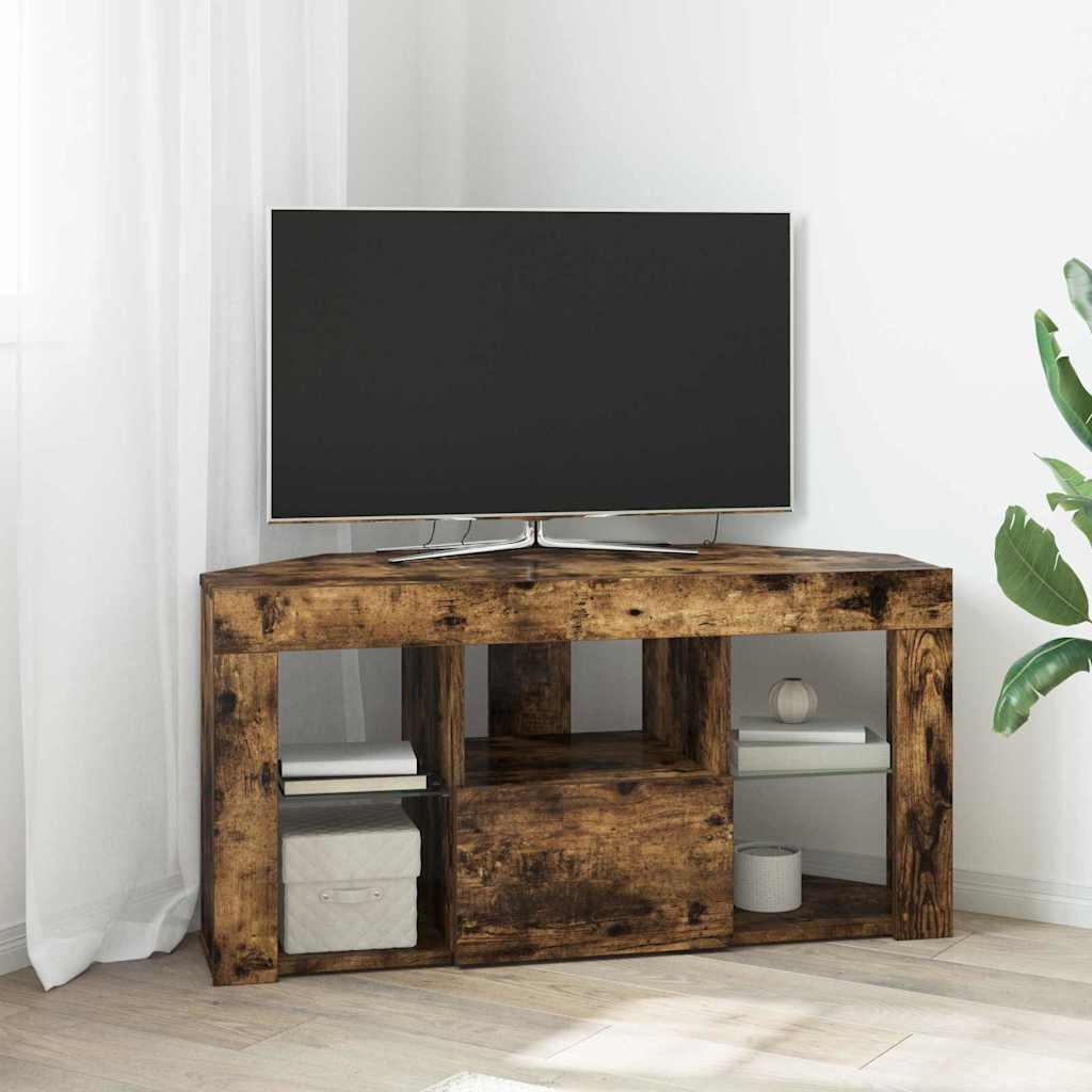 vidaXL Kątowa szafka LED pod telewizor 100 x 40 x 50 cm Dąb wędzony