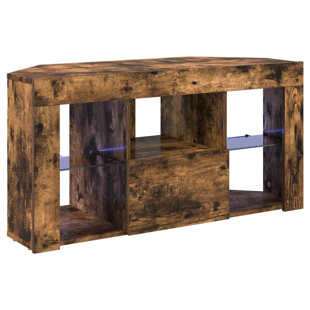 vidaXL Kątowa szafka LED pod telewizor 100 x 40 x 50 cm Dąb wędzony