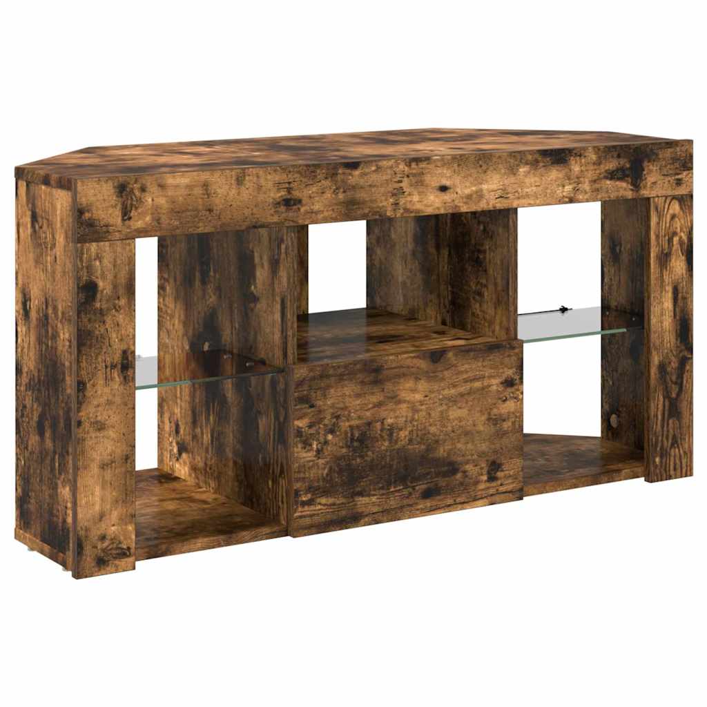 vidaXL Kątowa szafka LED pod telewizor 100 x 40 x 50 cm Dąb wędzony
