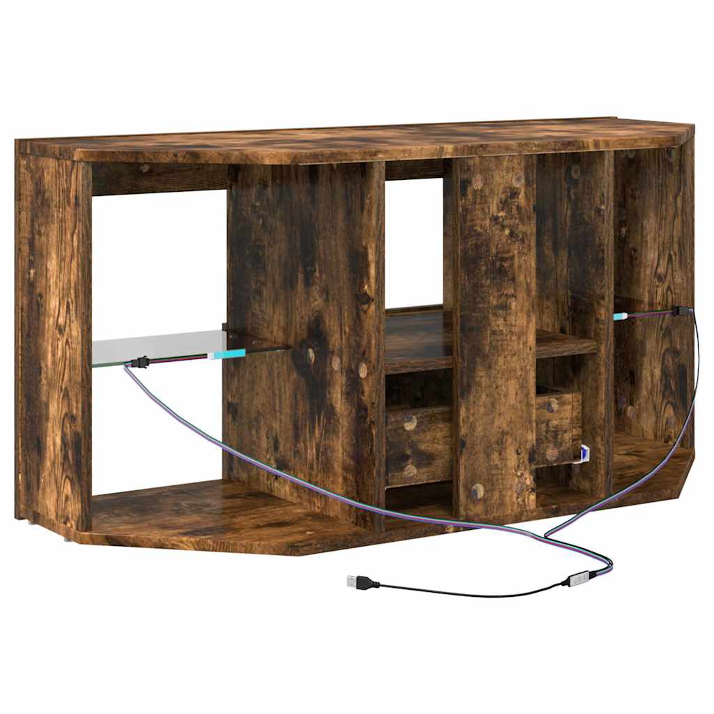 vidaXL Kątowa szafka LED pod telewizor 100 x 40 x 50 cm Dąb wędzony