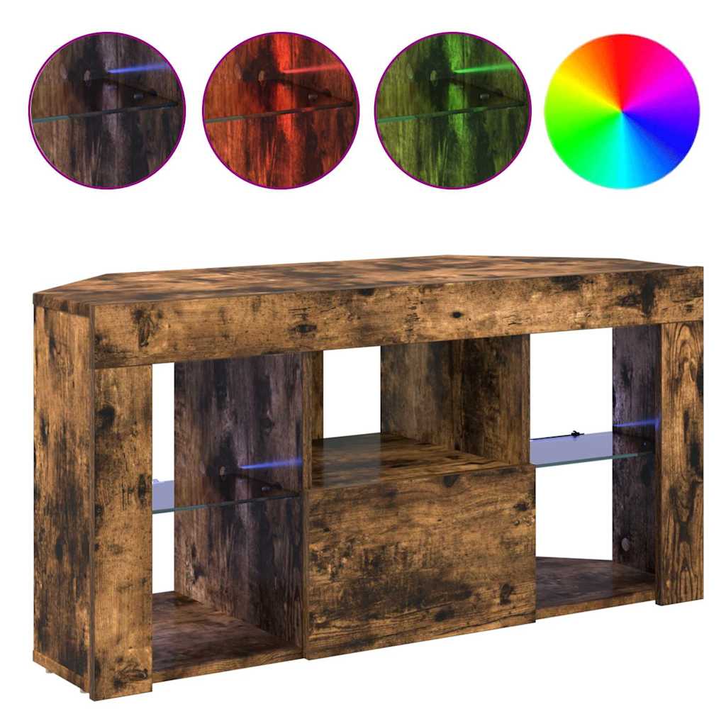 vidaXL Kątowa szafka LED pod telewizor 100 x 40 x 50 cm Dąb wędzony
