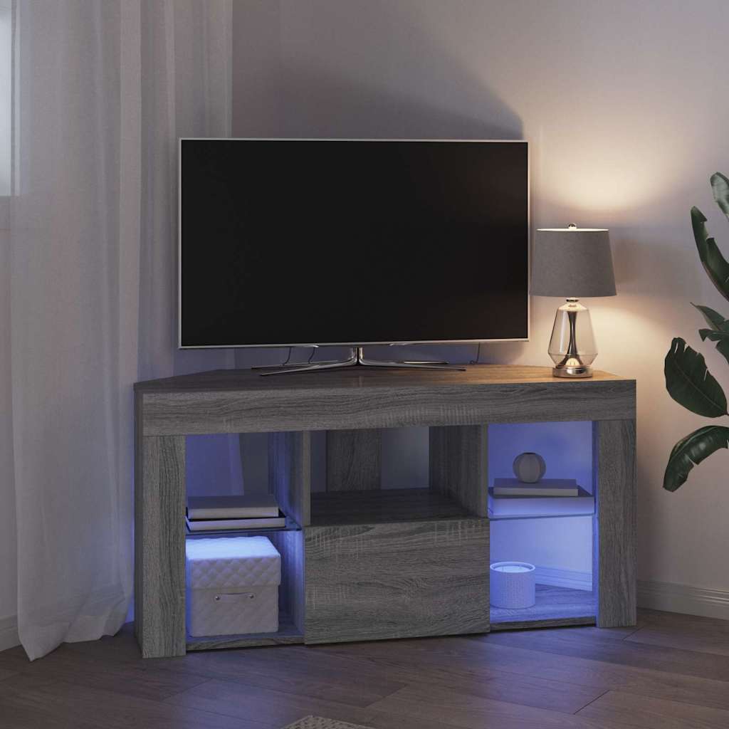 vidaXL Kątowa szafka LED pod telewizor 100 x 40 x 50 cm Szary Sonoma