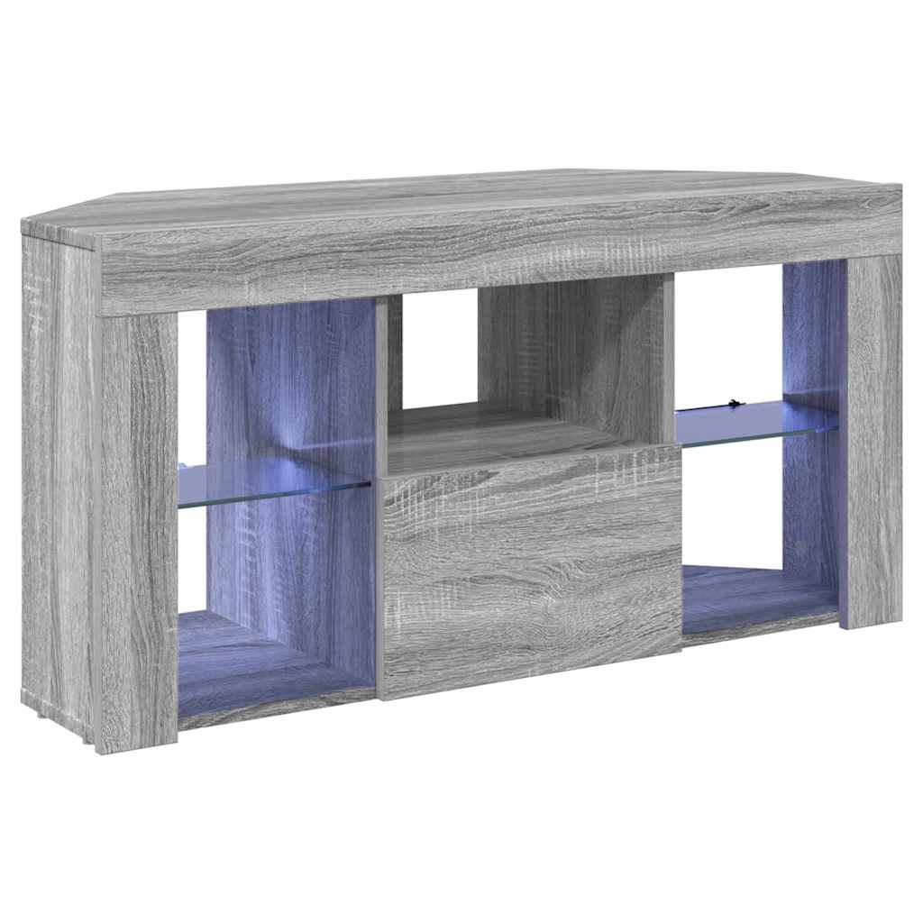 vidaXL Kątowa szafka LED pod telewizor 100 x 40 x 50 cm Szary Sonoma