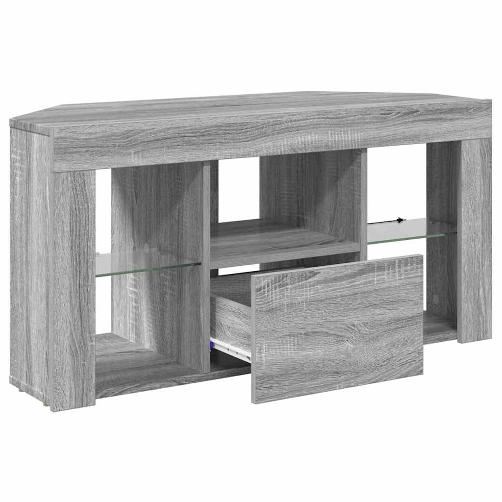 vidaXL Kątowa szafka LED pod telewizor 100 x 40 x 50 cm Szary Sonoma