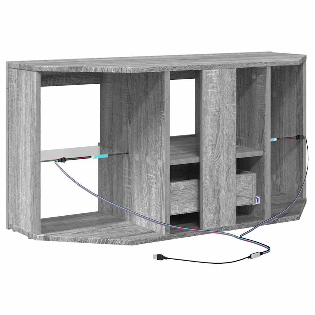 vidaXL Kątowa szafka LED pod telewizor 100 x 40 x 50 cm Szary Sonoma