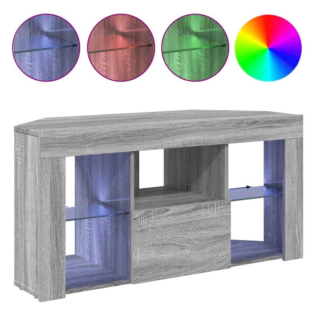vidaXL Kątowa szafka LED pod telewizor 100 x 40 x 50 cm Szary Sonoma