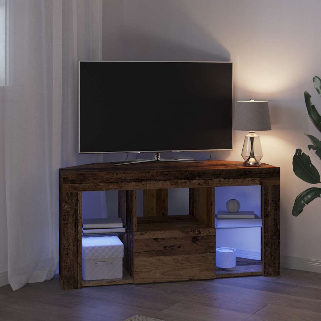 vidaXL Kątowa szafka LED pod telewizor 100 x 40 x 50 cm Stare drewno