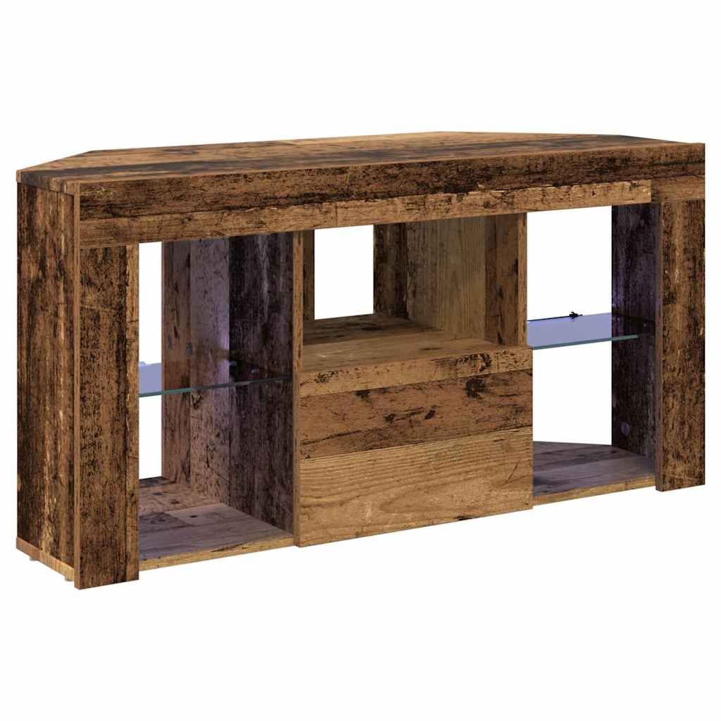 vidaXL Kątowa szafka LED pod telewizor 100 x 40 x 50 cm Stare drewno