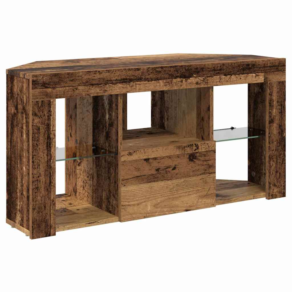vidaXL Kątowa szafka LED pod telewizor 100 x 40 x 50 cm Stare drewno