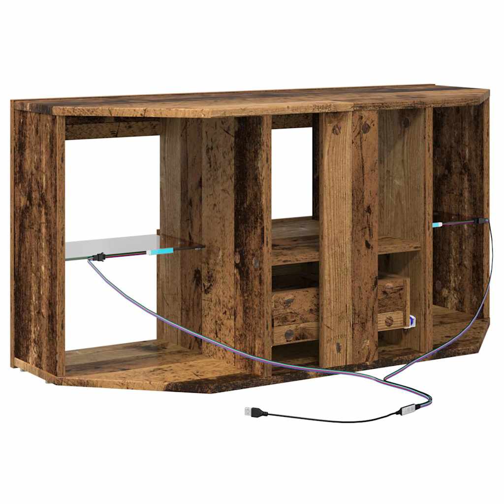 vidaXL Kątowa szafka LED pod telewizor 100 x 40 x 50 cm Stare drewno
