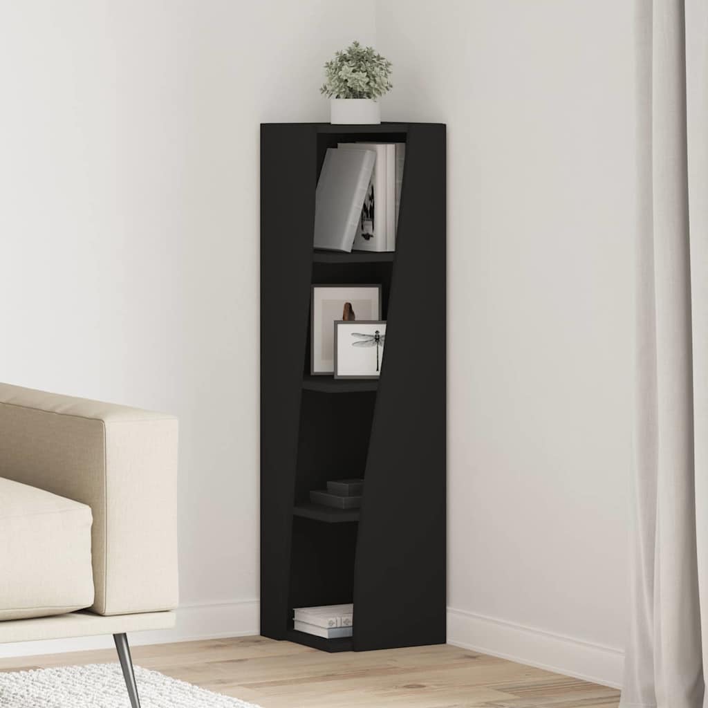 vidaXL Szafka narożna Czarny 27,5x27x102cm Materiał drewnopochodny