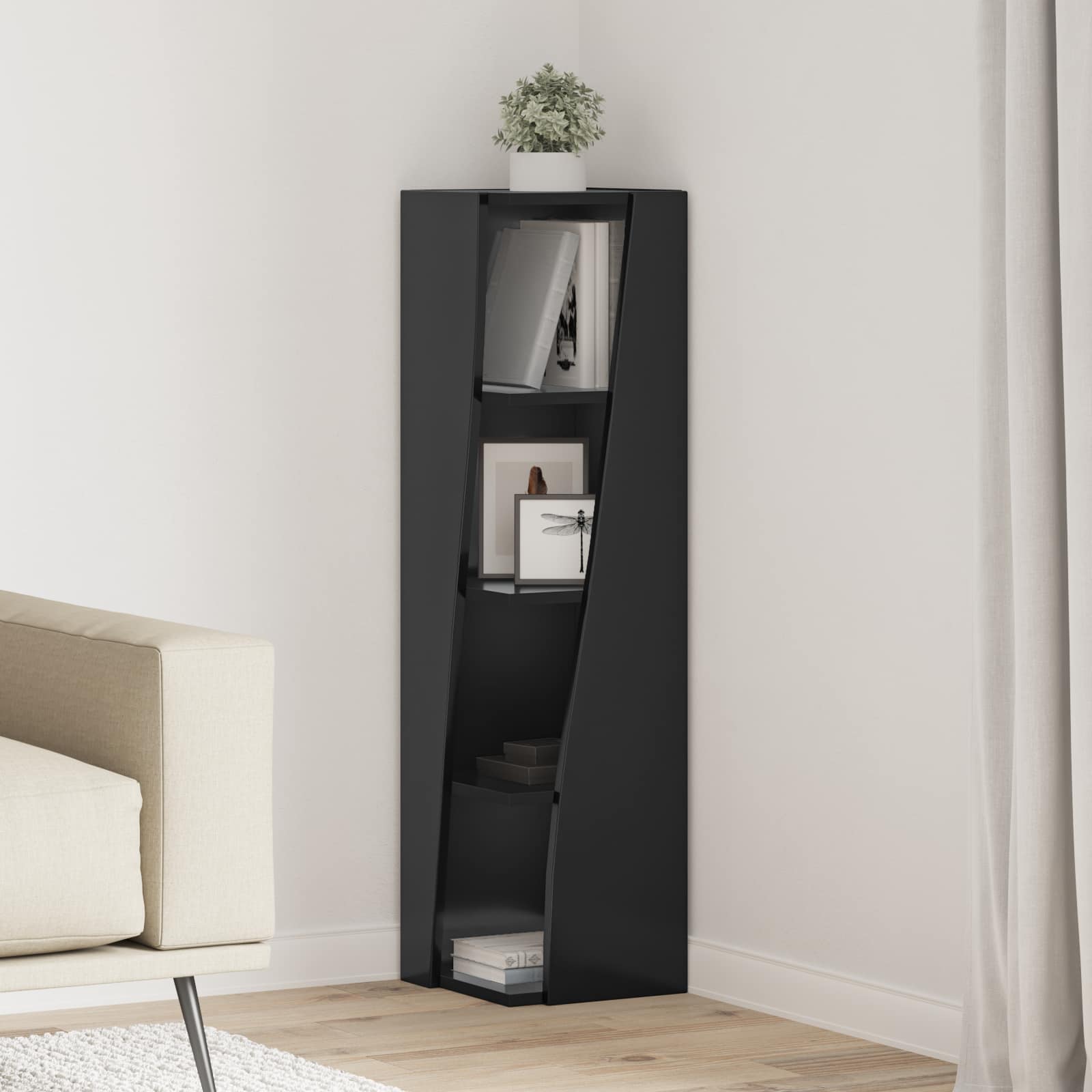 vidaXL Szafka narożna 27,5x27x102cm Drewno inżynieryjne Czarny