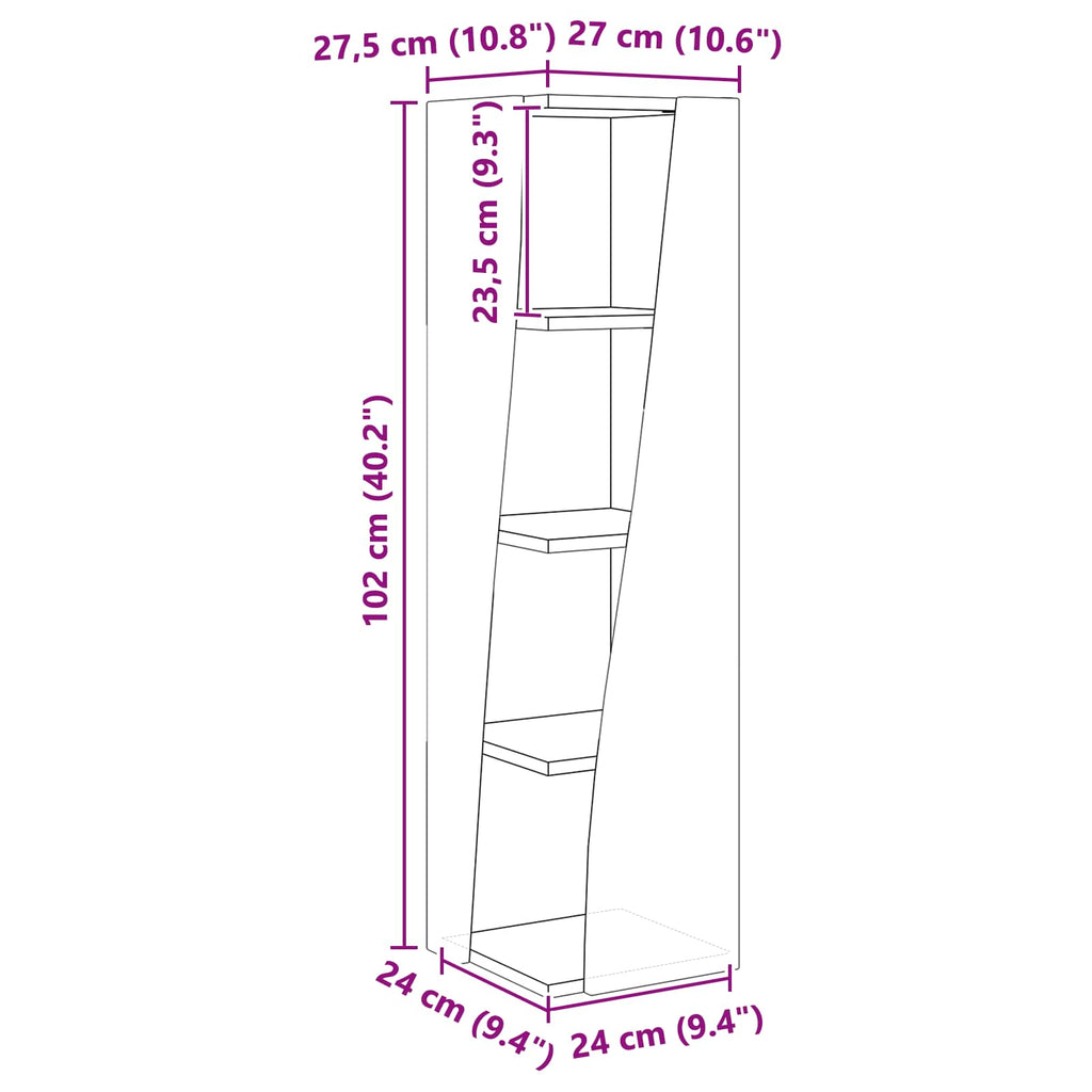 vidaXL Szafka narożna 27,5x27x102cm Drewno inżynieryjne Betonowy szary