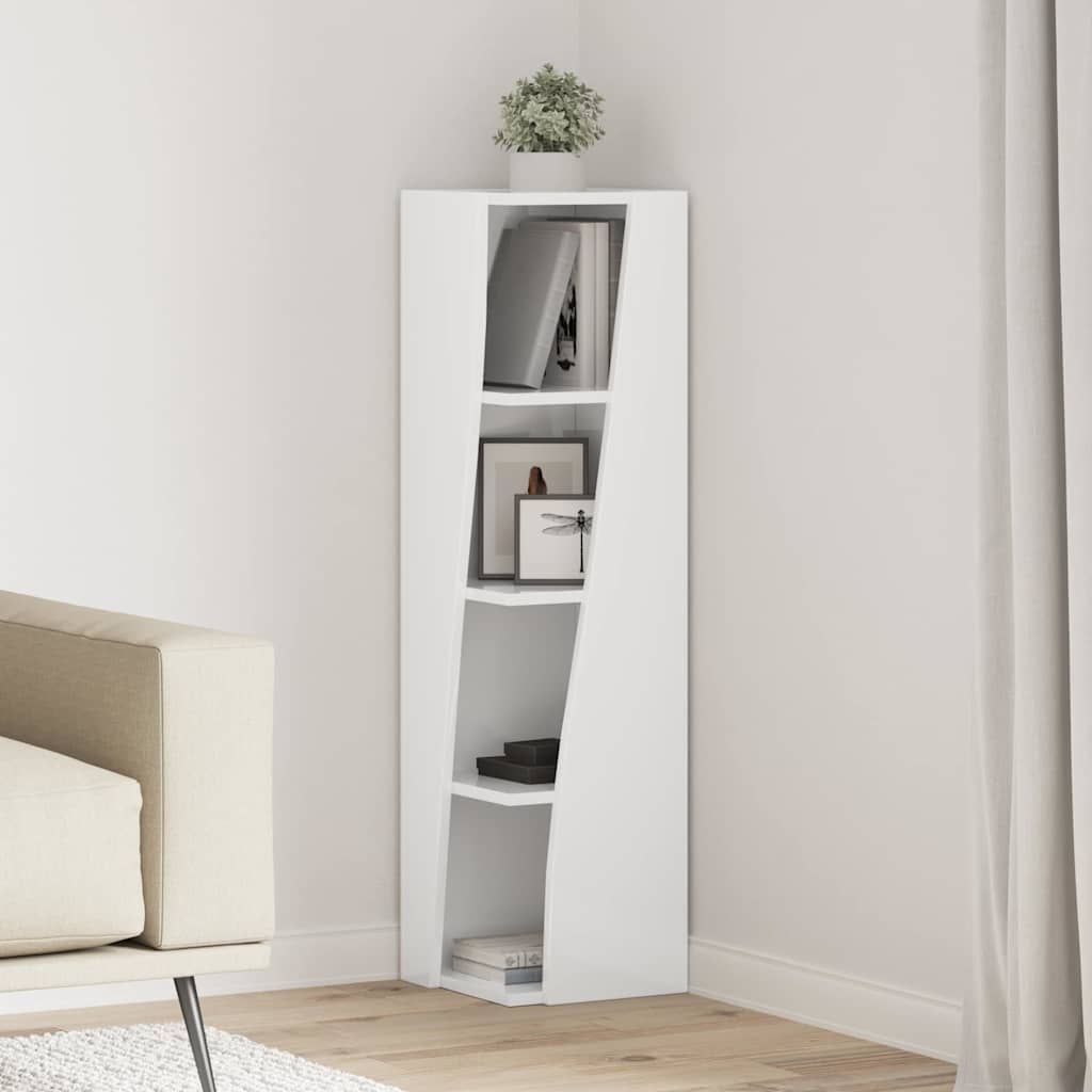 vidaXL Szafka narożna Wysoki połysk biały 27,5x27x102cm