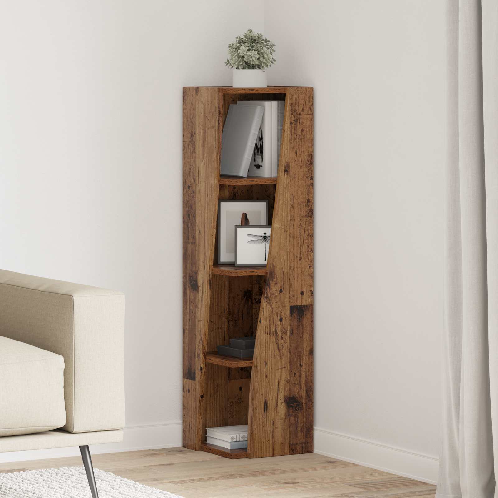 vidaXL Szafka narożna 27,5x27x102cm Drewno inżynieryjne Stare drewno