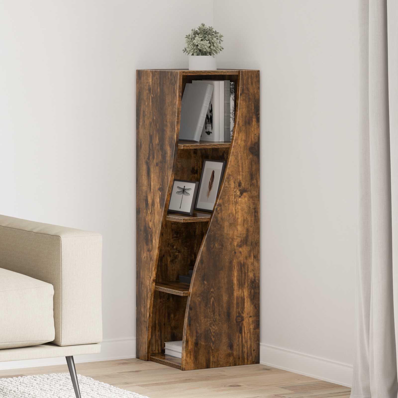 vidaXL Szafka narożna 32x32x102cm Drewno inżynieryjne Dąb wędzony