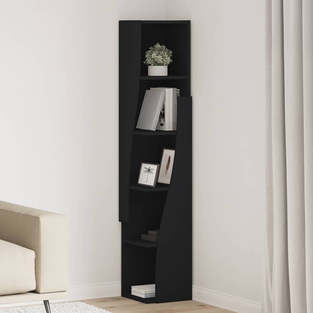 vidaXL Szafka narożna Czarny 27,5x27x140cm Materiał drewnopochodny