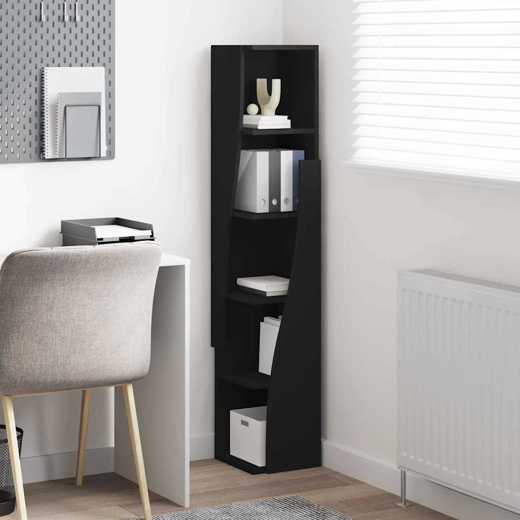 vidaXL Szafka narożna Czarny 27,5x27x140cm Materiał drewnopochodny