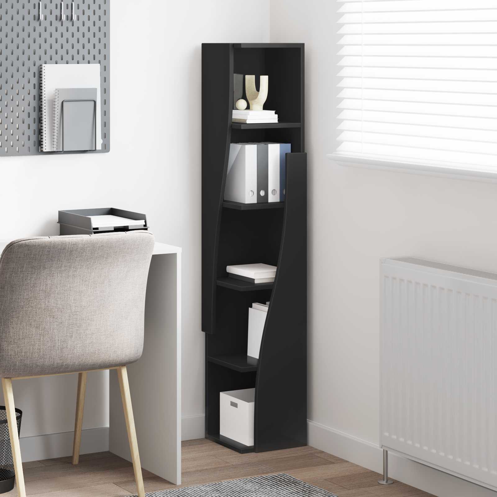 vidaXL Szafka narożna 27,5x27x140cm Drewno inżynieryjne Czarny
