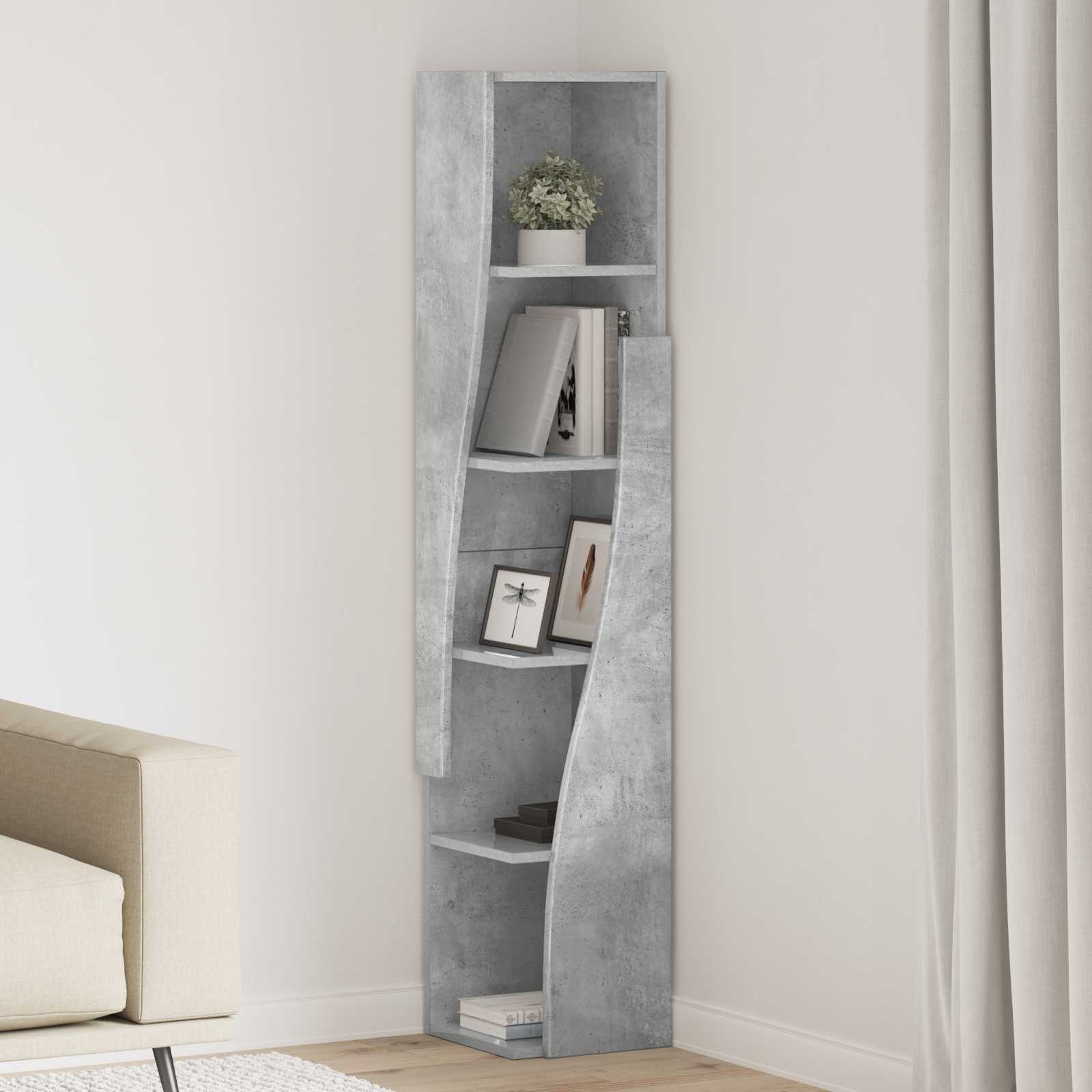 vidaXL Szafka narożna 27,5x27x140cm Drewno inżynieryjne Betonowy szary