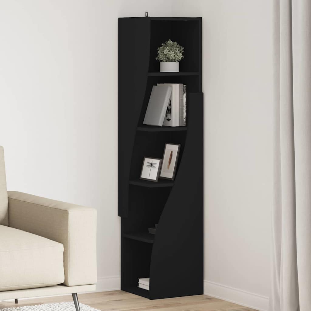 vidaXL Szafka narożna Czarny 32x32x140cm Materiał drewnopochodny