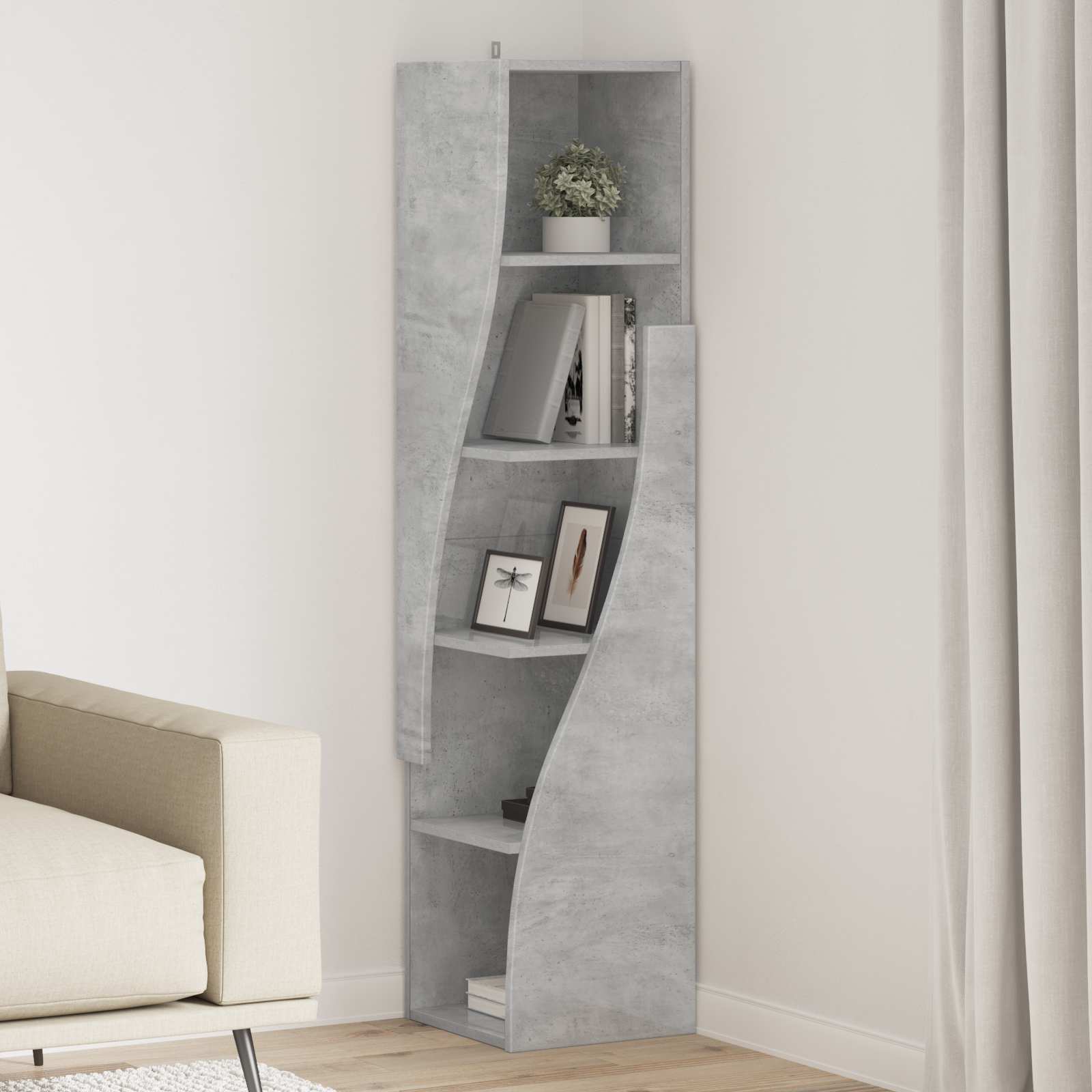 vidaXL Szafka narożna 32x32x140cm Drewno inżynieryjne Betonowy szary