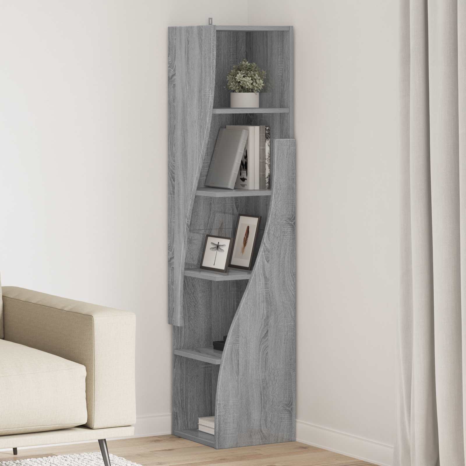 vidaXL Szafka narożna 32x32x140cm Drewno inżynieryjne Szary Sonoma