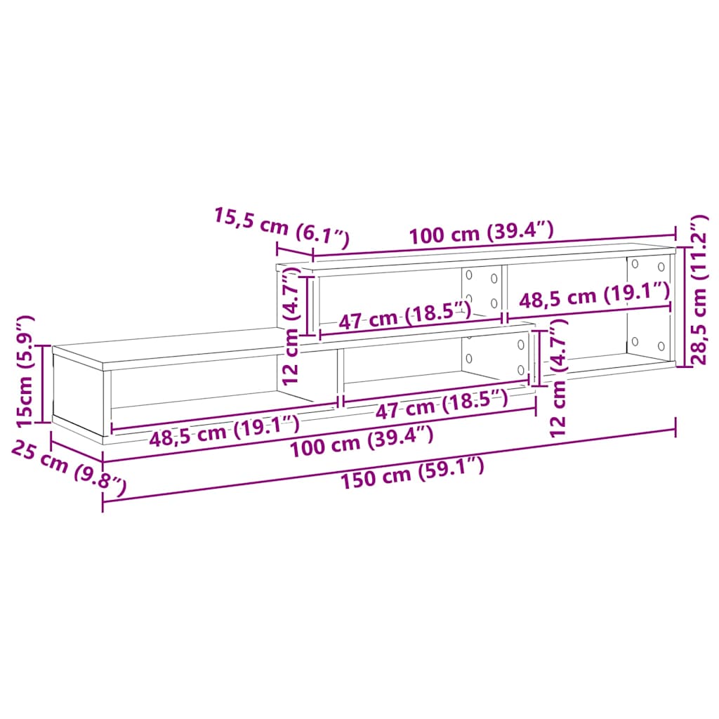 vidaXL Stojaknatelewizornaścianę 150x25x28,5cm Materiał drewnopochodny