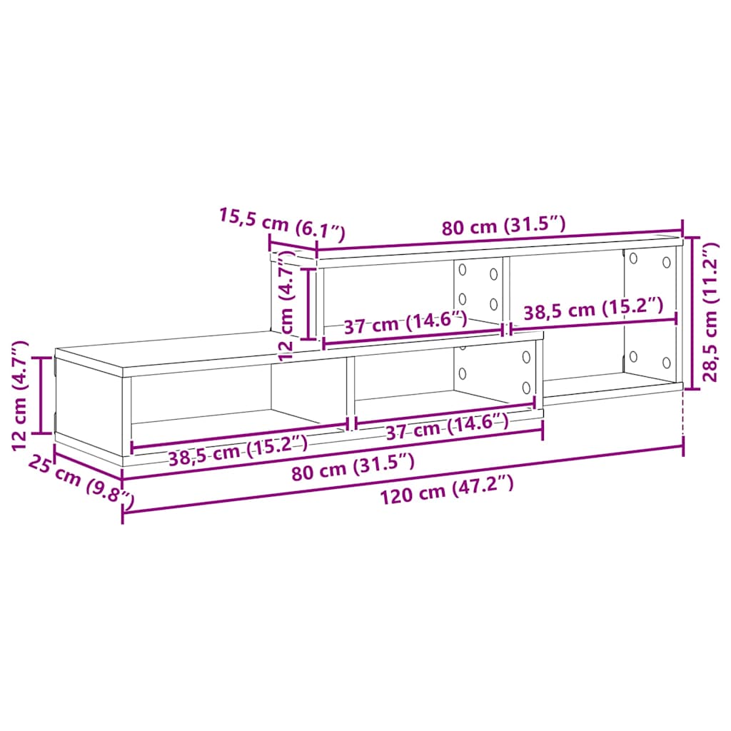 vidaXL Stojaknatelewizornaścianę 120x25x28,5cm Materiał drewnopochodny